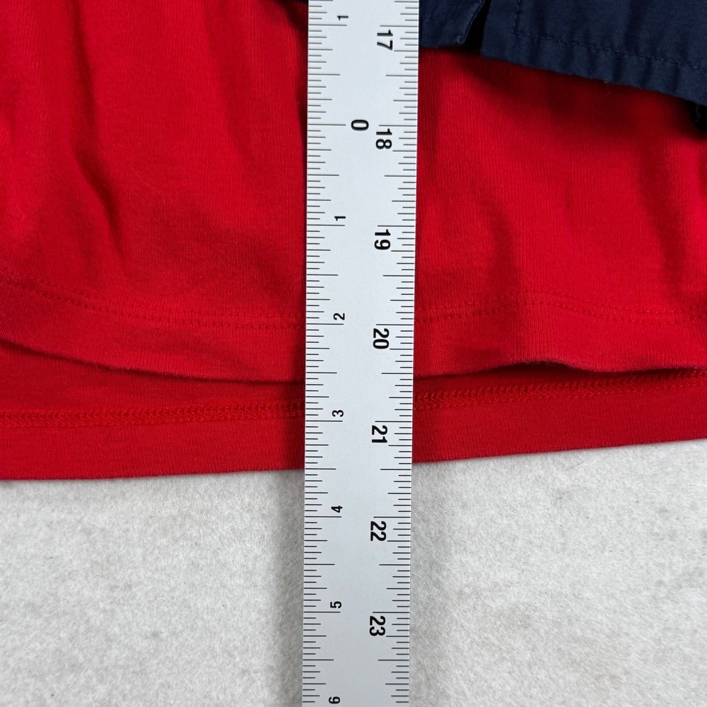 Lauren Ralph Lauren Red Navy Blue Contrast Polo Shirt XL Gold Crest Buttons - Picture 2 of 7